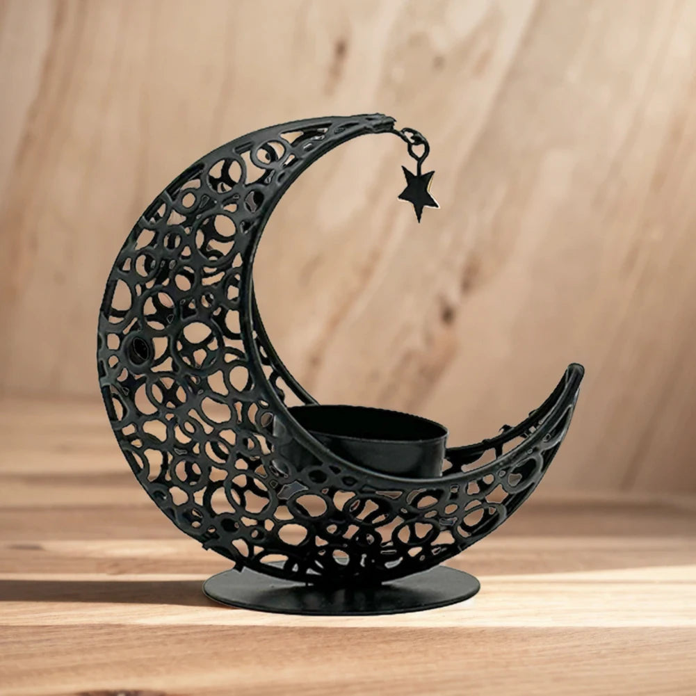 VKTECH Ramadan Moon Candle Holder Candlestick for Eid Mubarak Decor