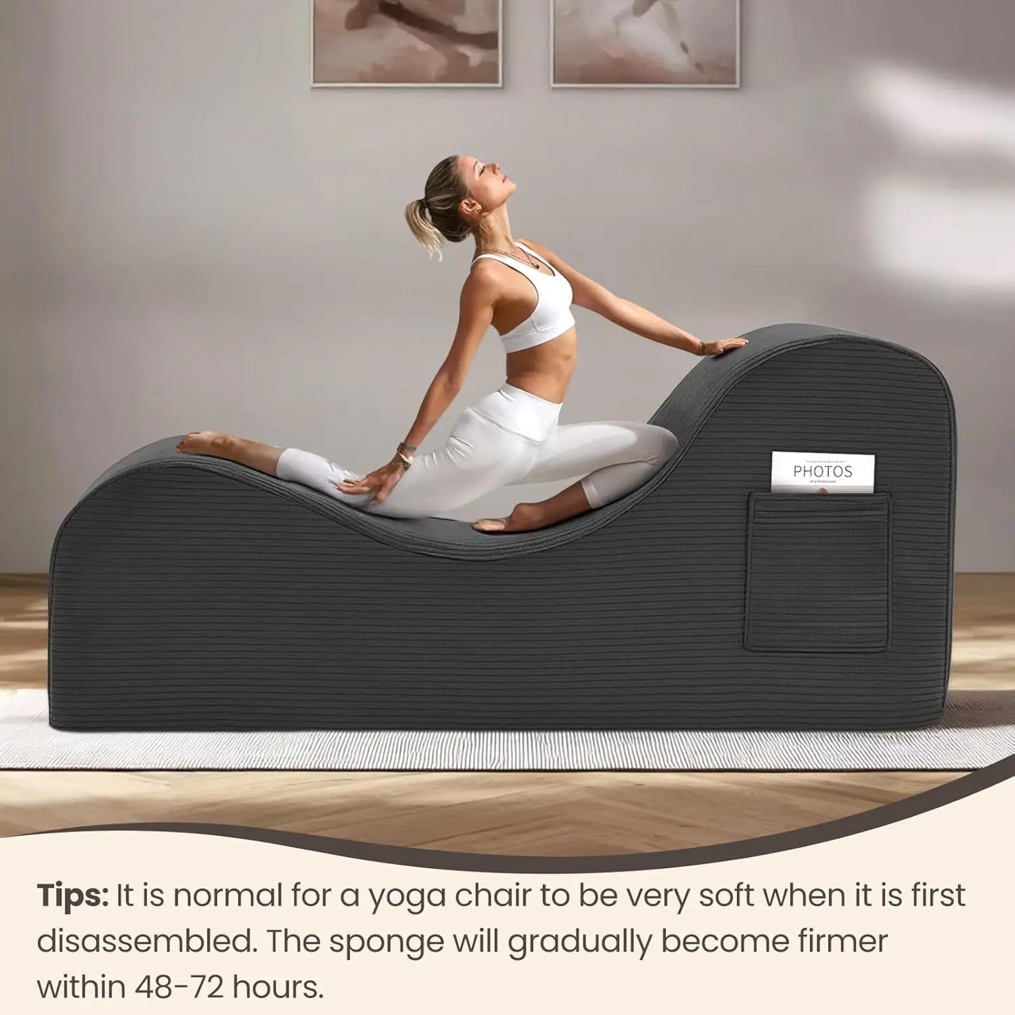 Ergonomic Yoga Chaise Lounge Chair for Adults with Headrest Pocket