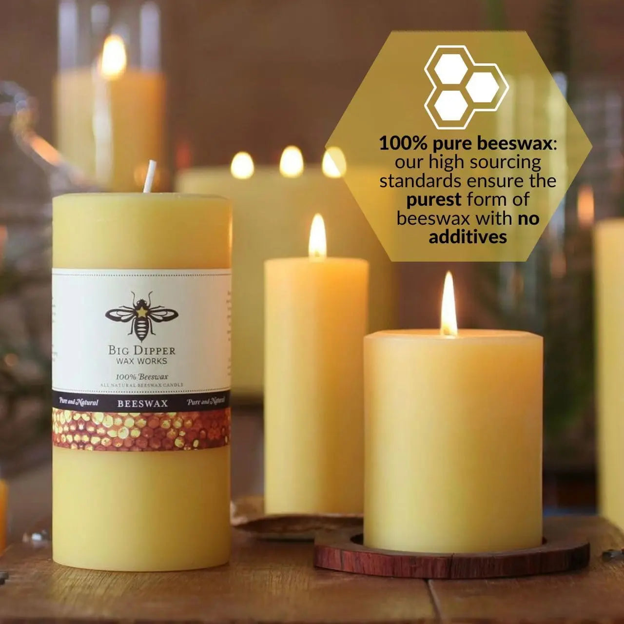 Zen Active Living 100 Percent Beeswax Pillar Candles Honey Scent