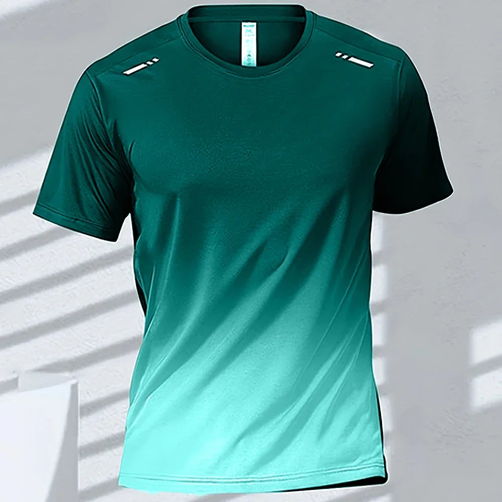 Men Quick Dry Gradient Short Sleeve Tee For Sports