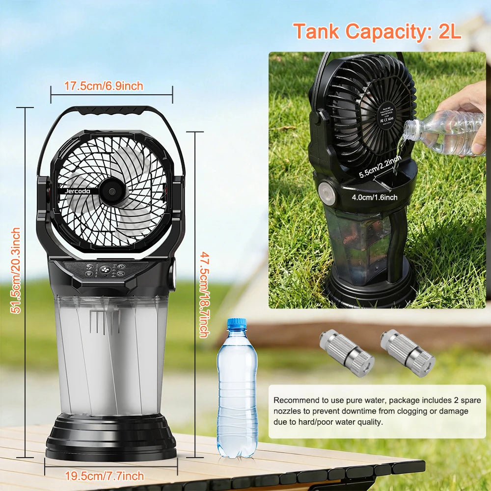 Zen Active Living Portable Misting Fan With 2L Water Tank And Rechargeable Battery