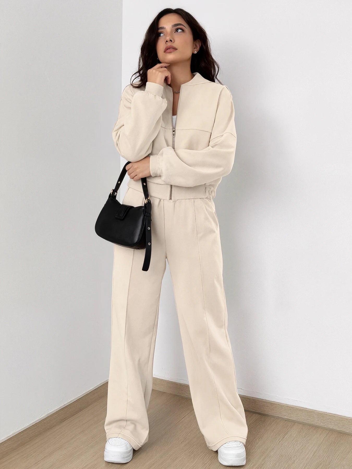 Women TwoPiece Sport Leisure Set Machine Washable For Daily Wear