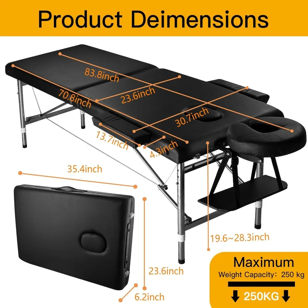 Portable Aluminum Massage Table Folding Spa Bed For Tattoo Chair Estheticians