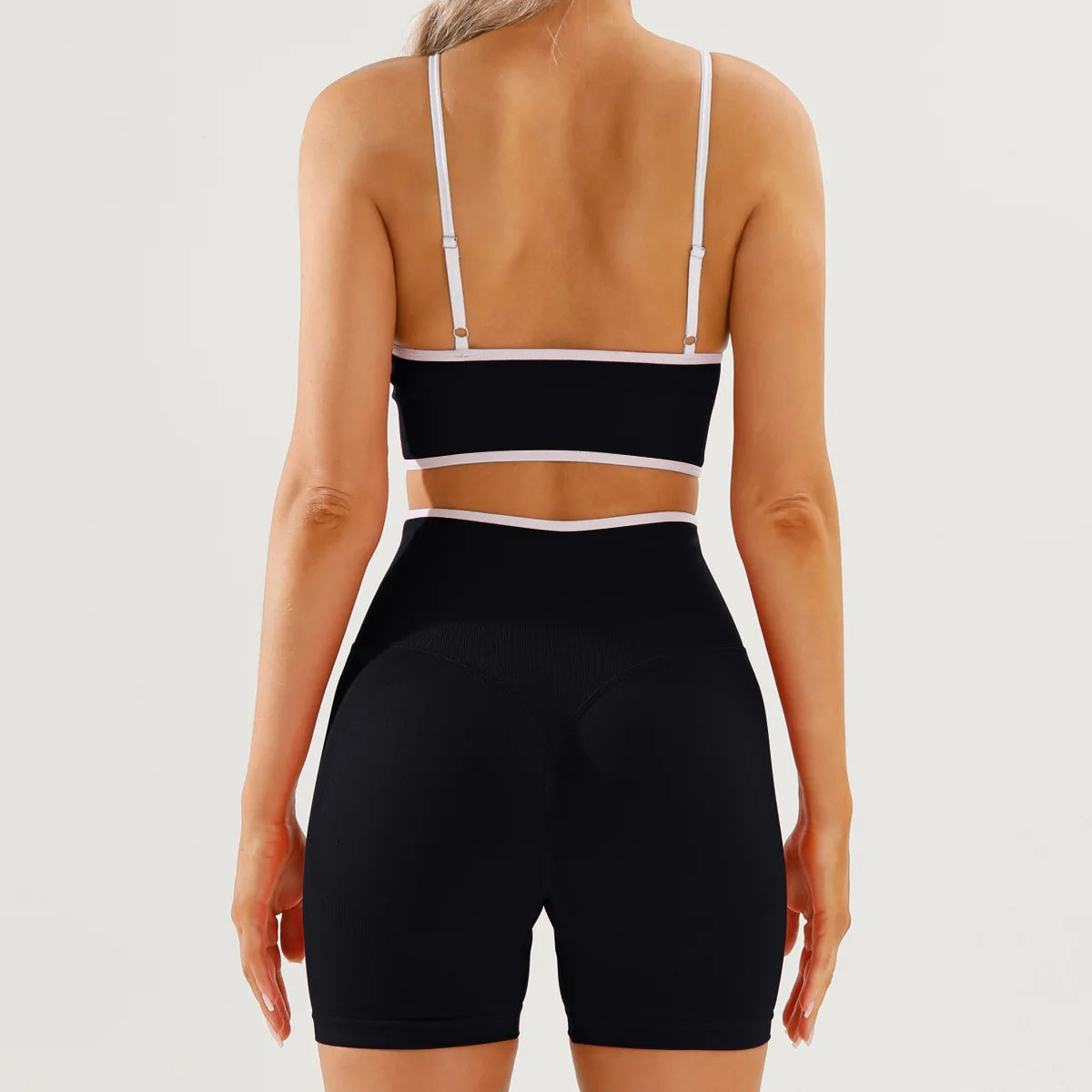 Color Blocking Women Quick Dry Yoga Set Backless for Running