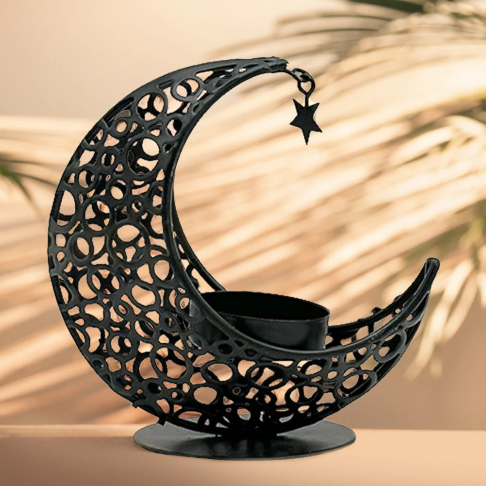 VKTECH Ramadan Moon Candle Holder Candlestick for Eid Mubarak Decor