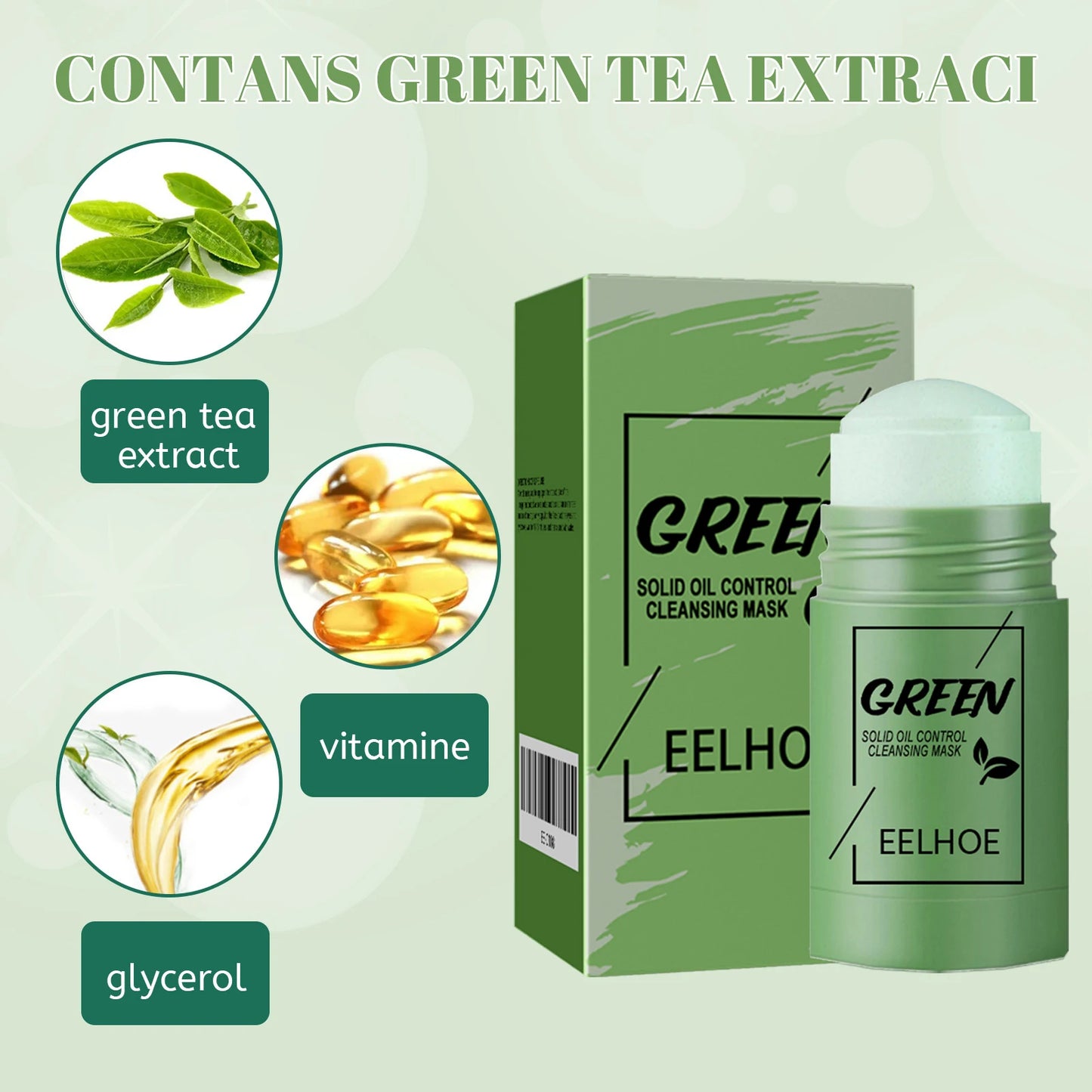 EELHOE Solid Facial Mask Tea Fragrance Clean Pores Moisturizing Remove Blackhead Treat Acne Blemish Firm Skin Facial Care