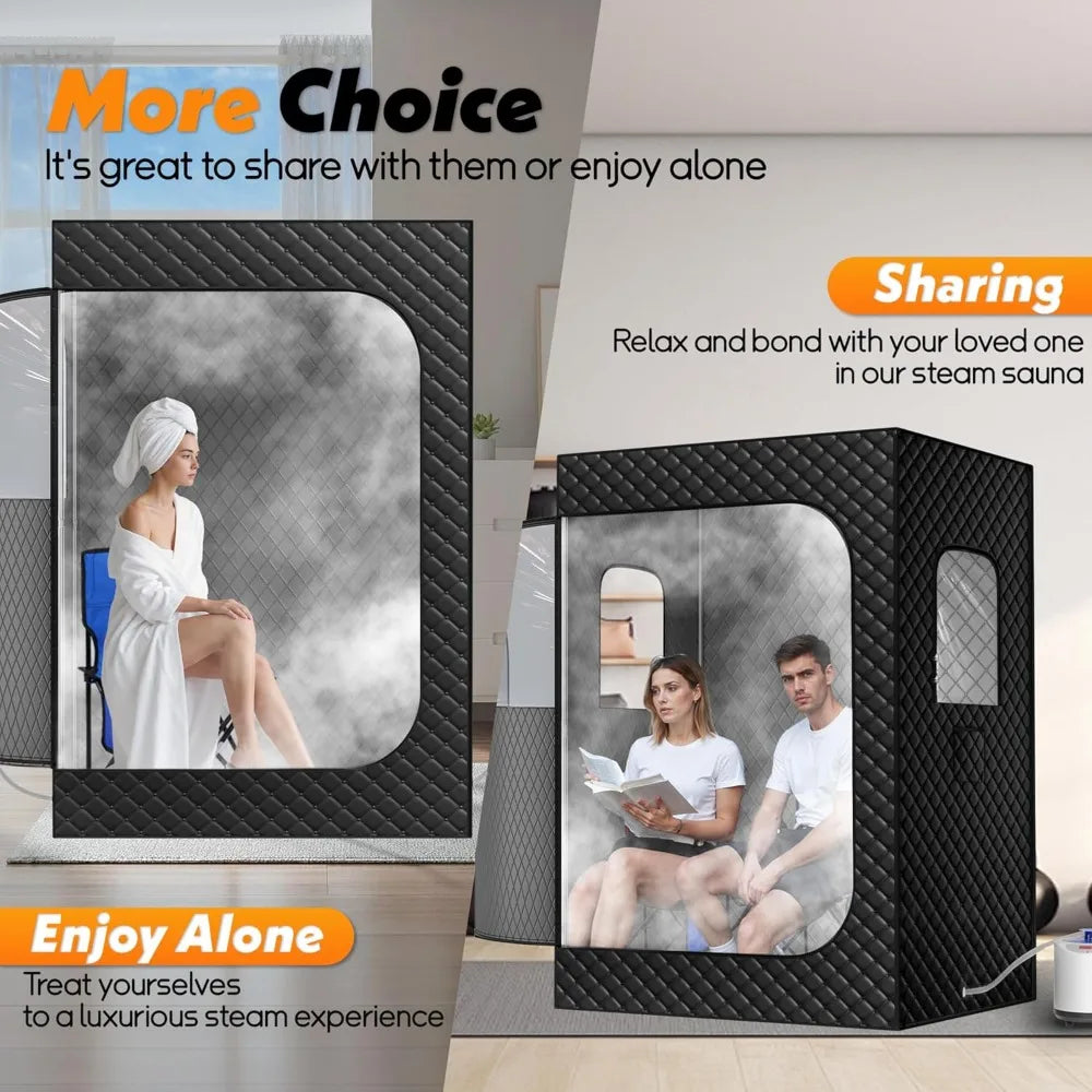 Two Person Portable Steam Sauna With Dual 1200W Steamers Home