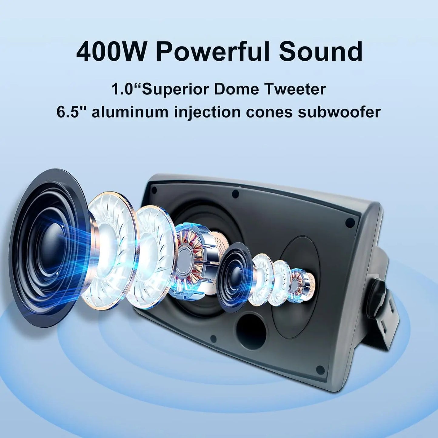 Herdio 400W Outdoor 2 Way Passive Speakers Waterproof Wall Mounted