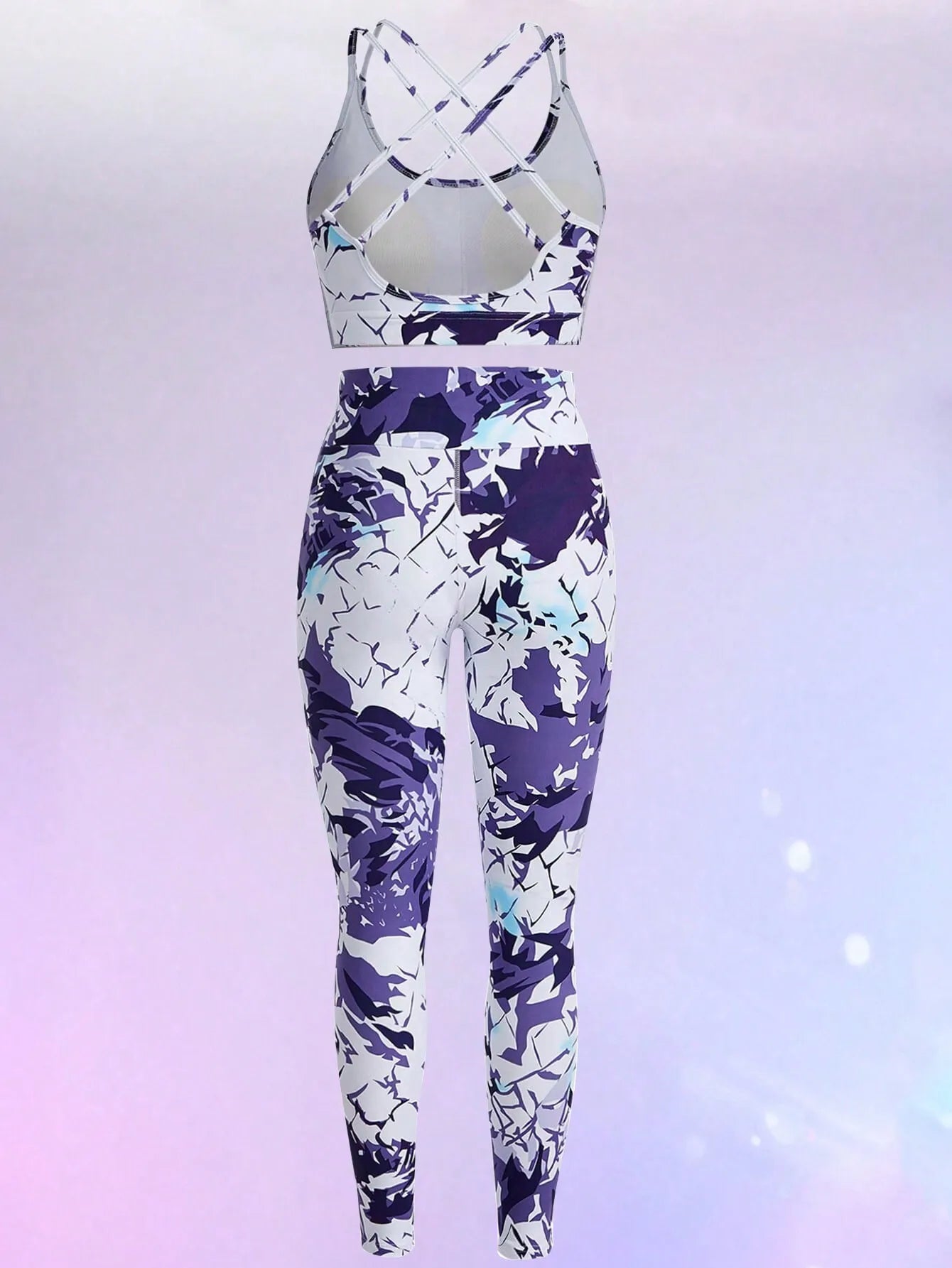 3-Piece Workout Set With Leggings Crop Top And Sports Bra