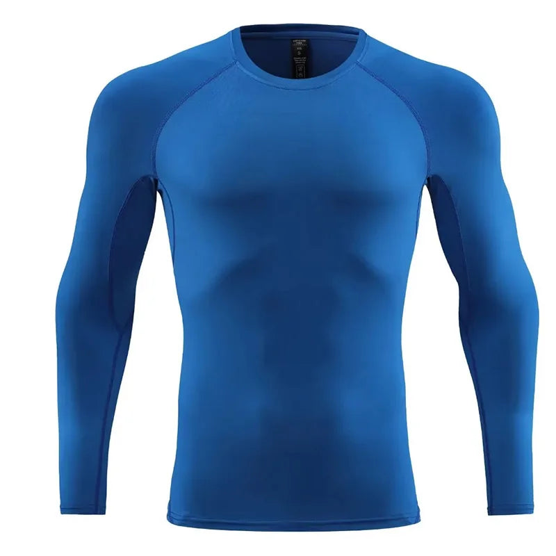 Unisex Fitness Compression Long Sleeve Shirt Polyester Spandex Gym