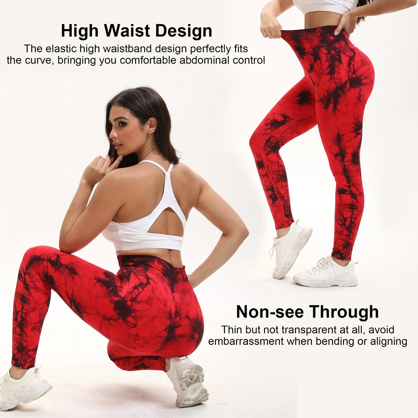 2pcs Women'S Seamless Tie-DyeHigh Waisted Hip Lifting Leggings, Comfortable Fit Workout Wear For Gym And Home Workouts