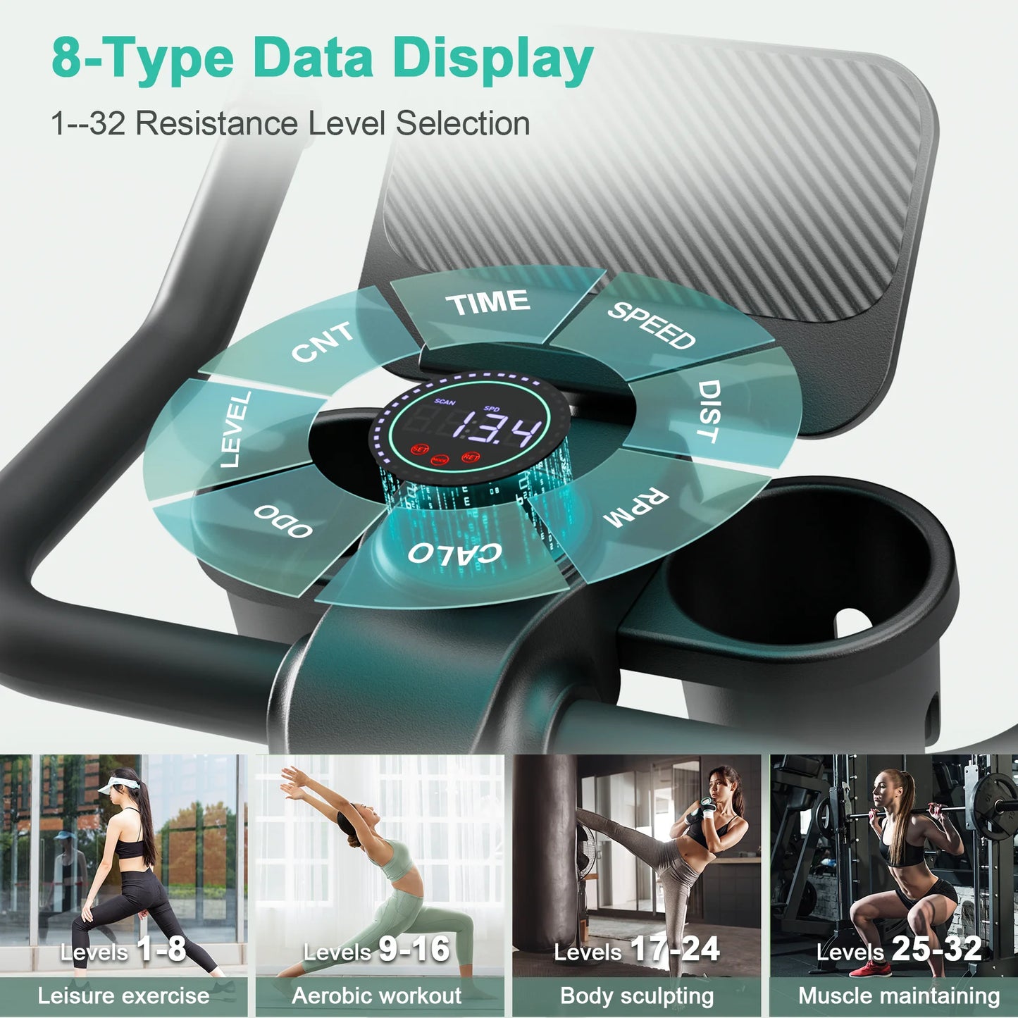 Superun Magnetic Resistance Exercise Bike 32 Levels For Home
