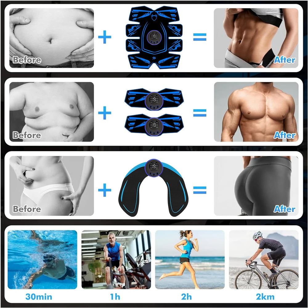 XMSJ EMS 8Pad Ab Trainer And Muscle Stimulator Abdominal Toning