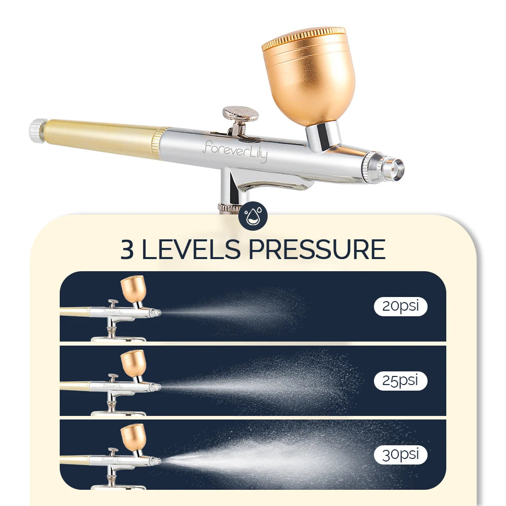 Foreverlily Portable High Pressure Airbrush Gun For Nails Art Makeup Cake Pastry