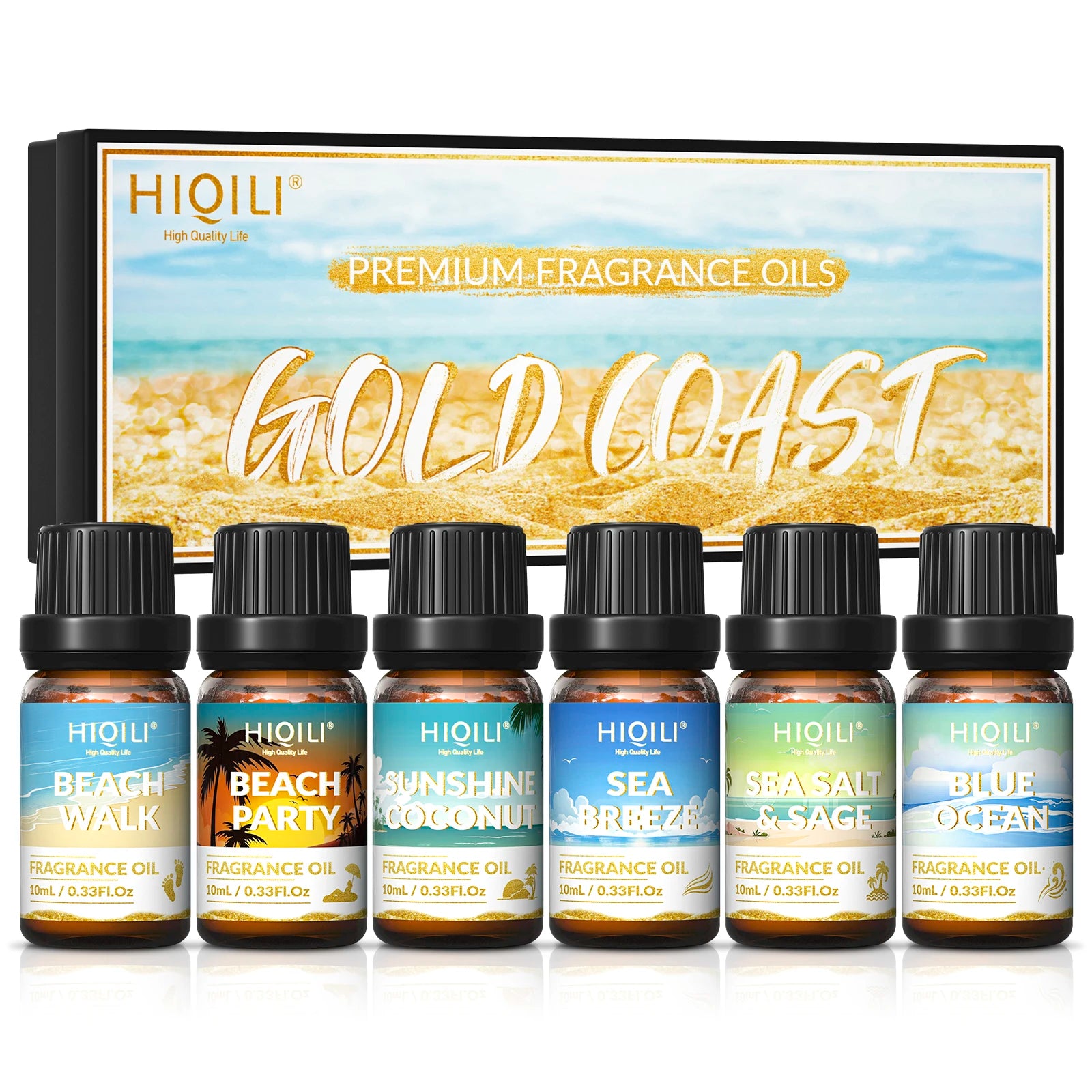 HIQILI Gold Coast Fragrance Oils Gift Set 6 Pack Aromatherapy