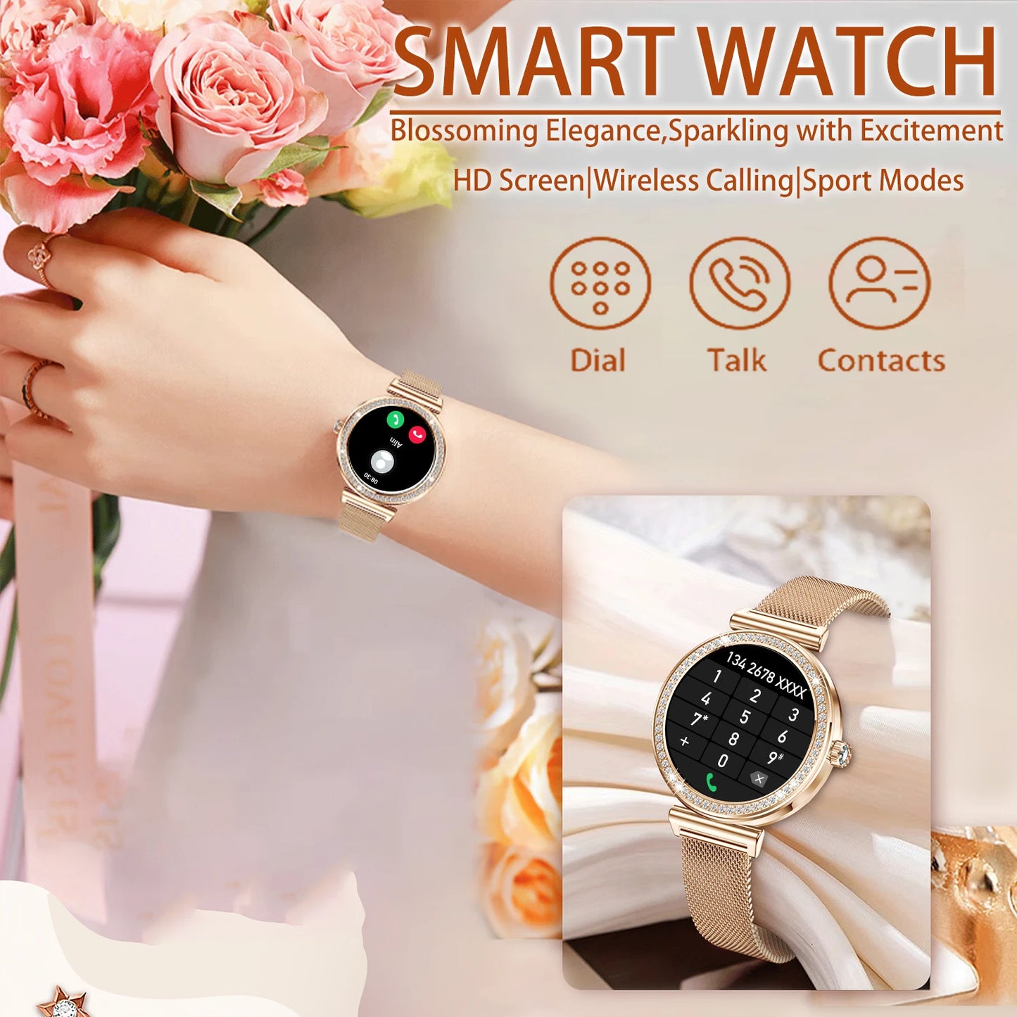 INNOFOVO Women Smartwatch With Wireless Calls And Comprehensive Activity Tracking