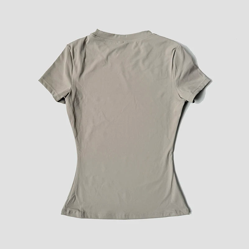 Womens Yoga Set Sportswear Crop Top And Leggings Short Sleeves