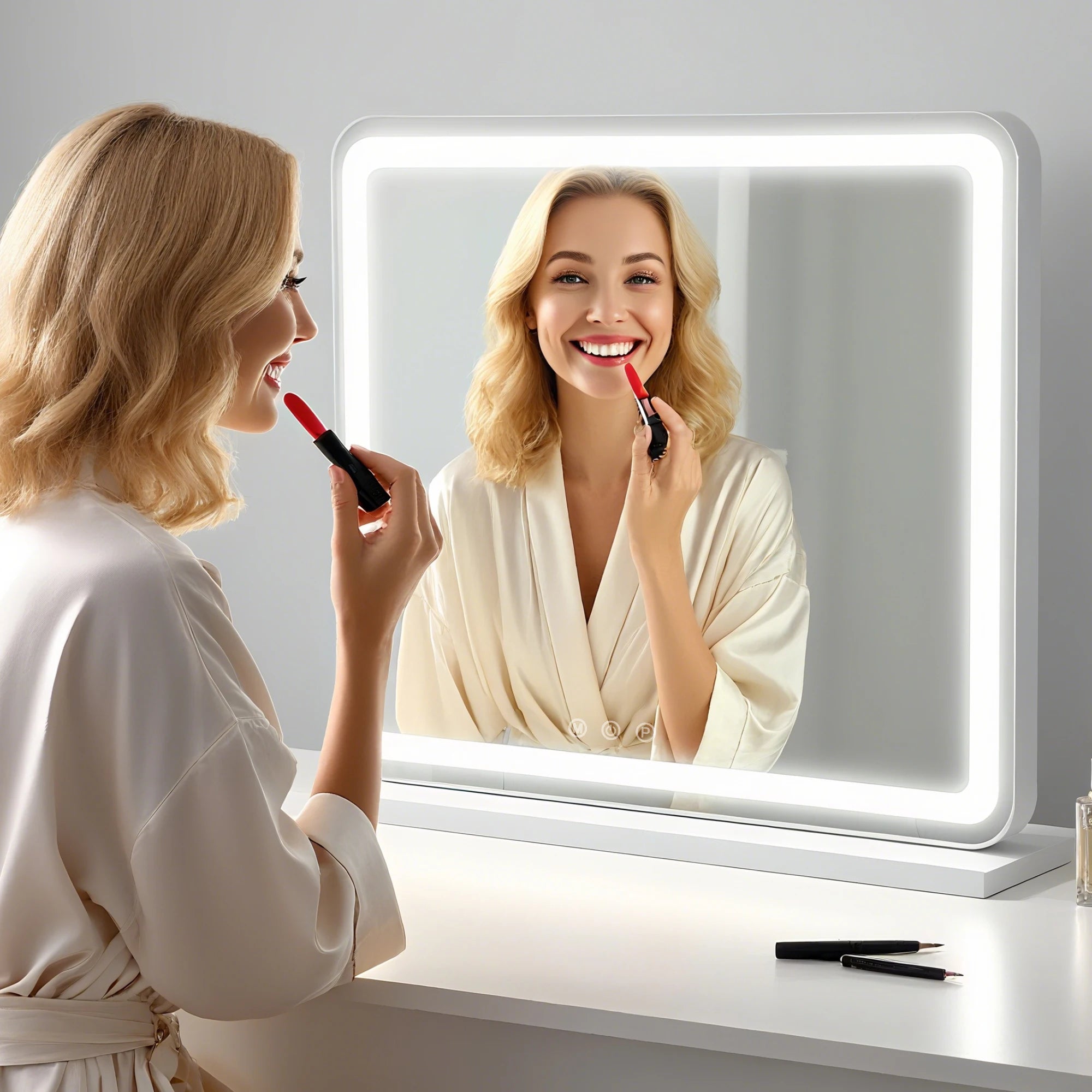 JHK LED Vanity Mirror With Lights Aluminum Frame Dimmable 3 Color Modes