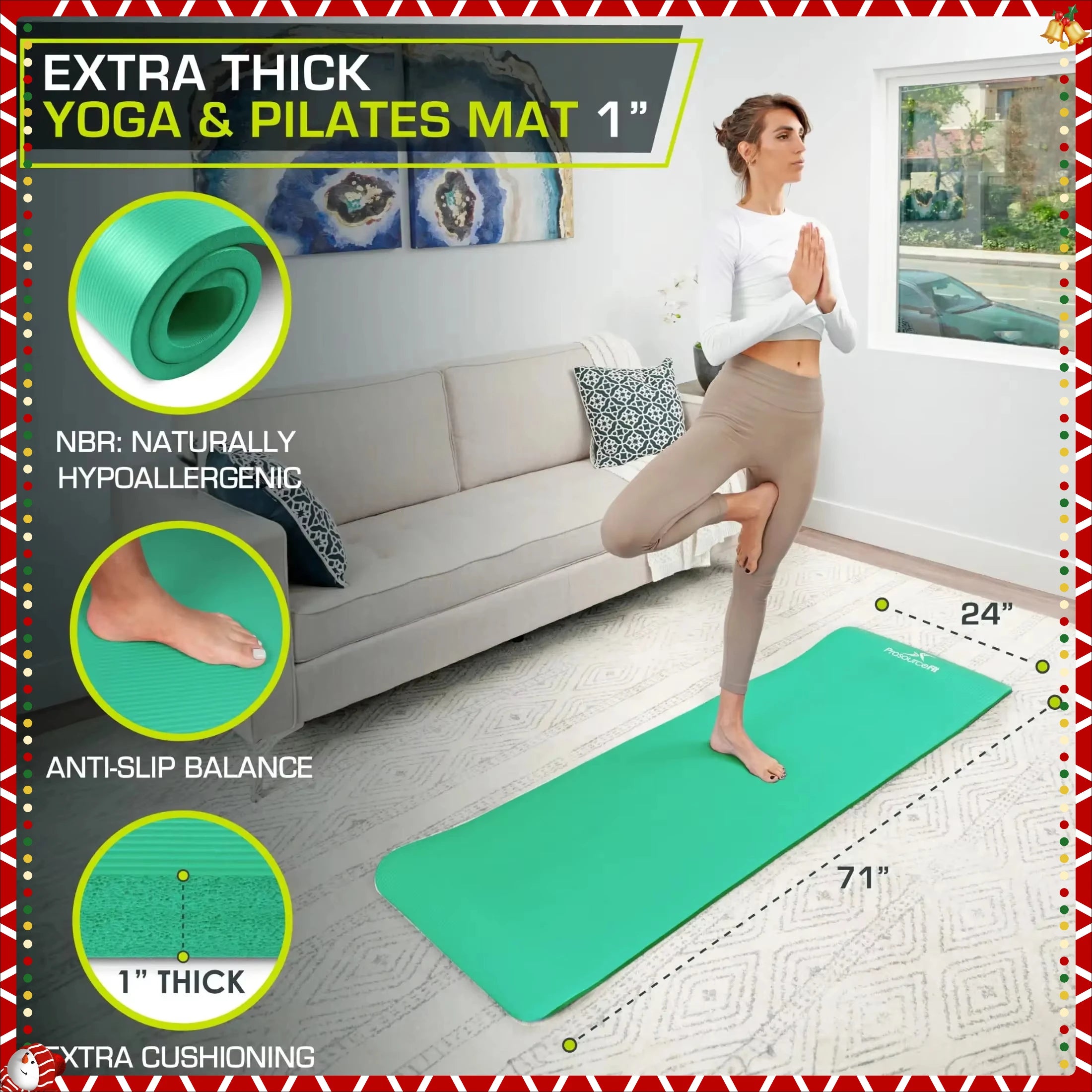 Non Slip Yoga Mat for Home Gym and Fitness Training