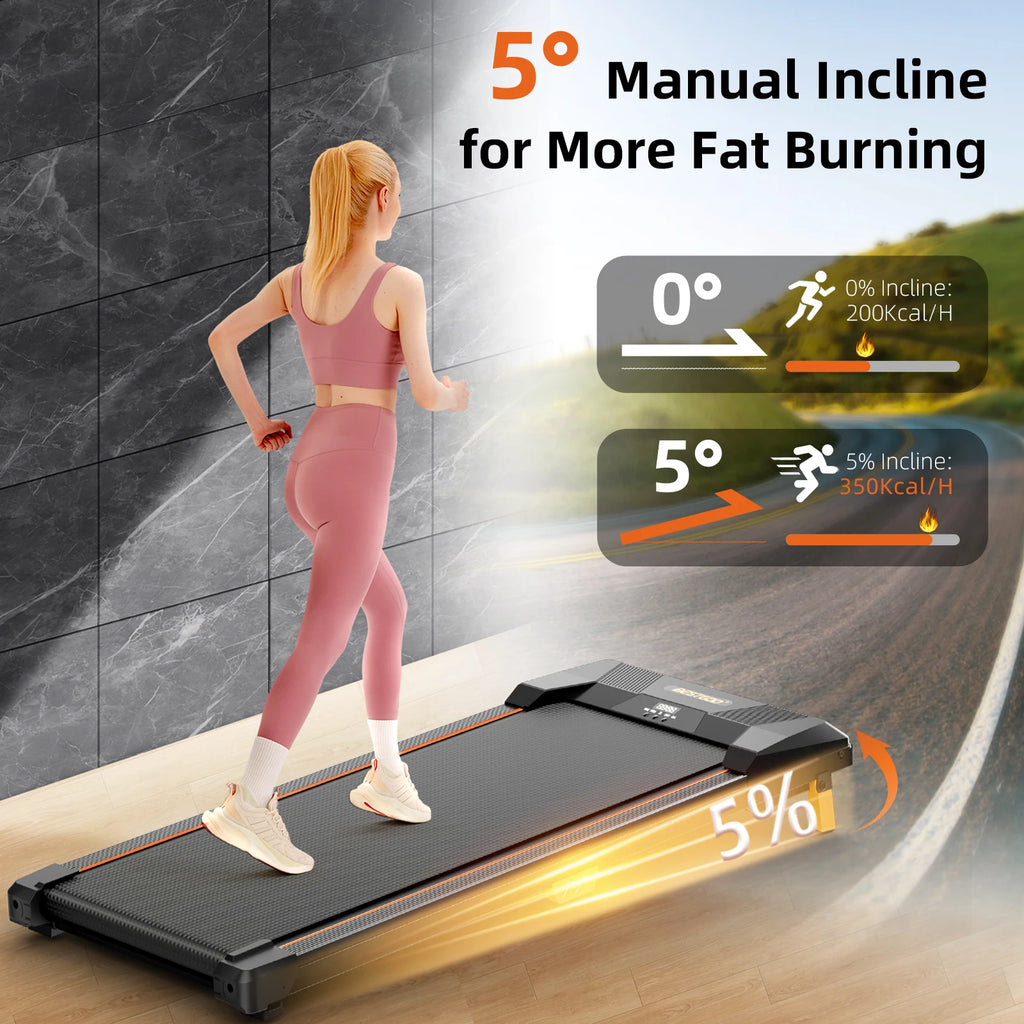 Under Desk Treadmill With Incline Adjustable Operation 330lb Capacity SlimlinePro