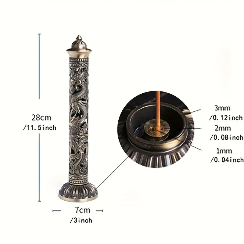 Vertical Dragon Phoenix Incense Burner Metal Holder For Home Office
