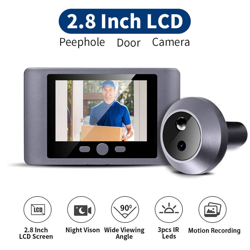 Mini Peephole Smart Wireless Door Viewer Camera PIR Motion Detection Smart Peephole Video Doorbell 2.8 Inch Doorbell Door Camera