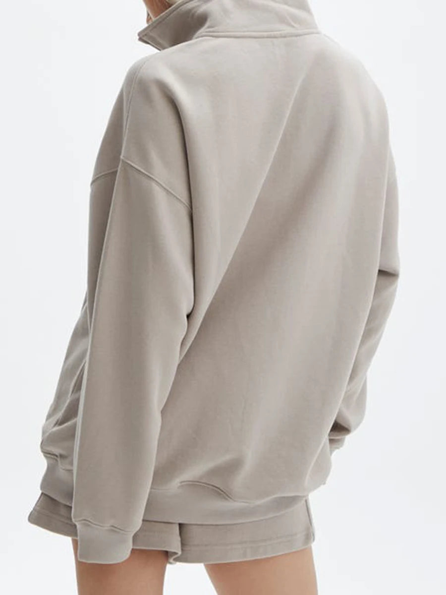 Women Velvet Activewear Set With Zip Sweatshirt And Shorts