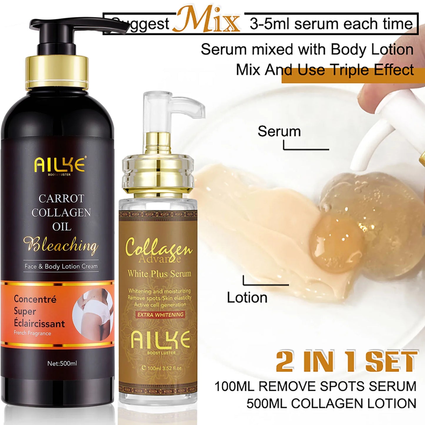 AILKE Collagen Skin Care Set For Women Moisturizing Whitening Freckle Removal