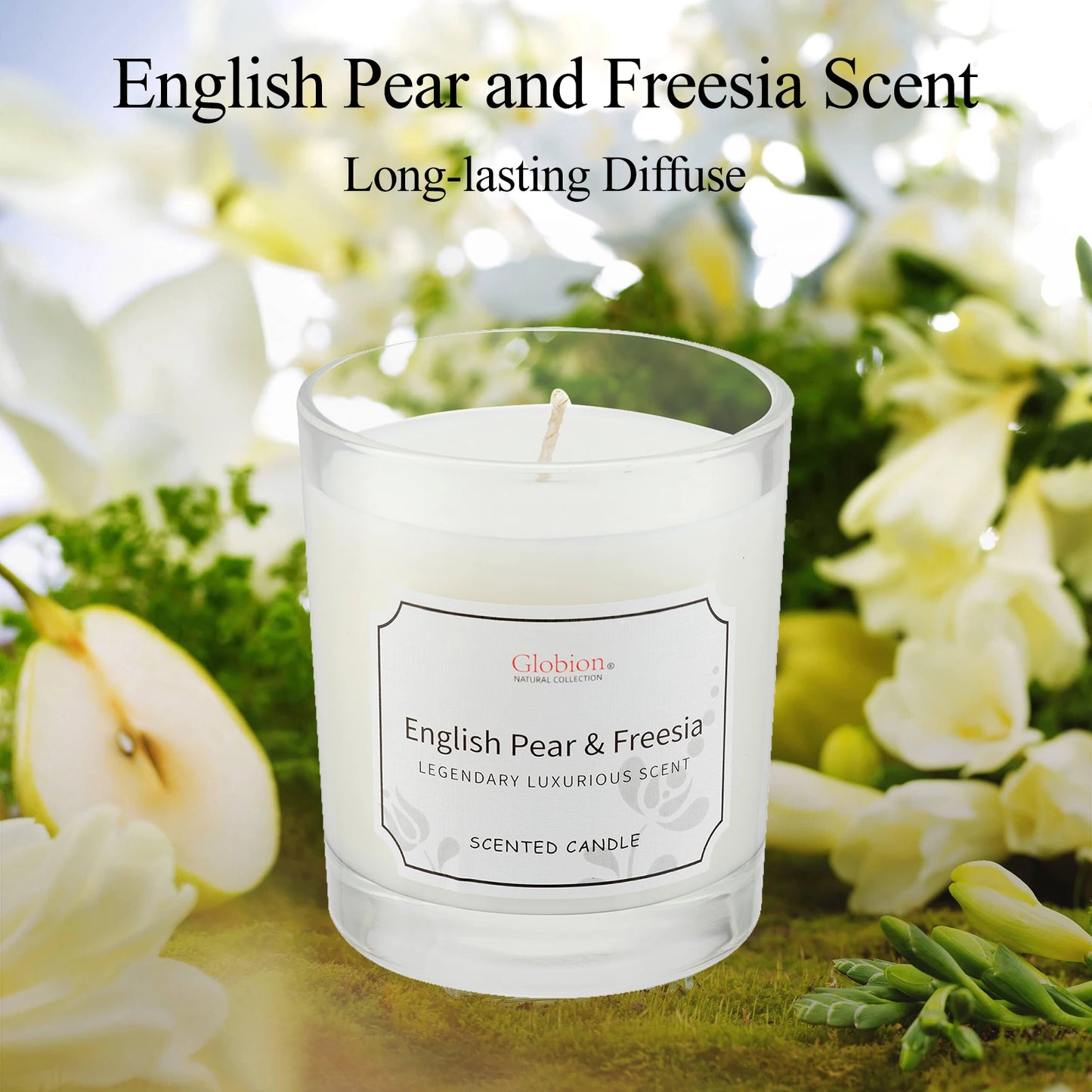 Scented Candle English Pear And Freesia Aromatherapy Glass Jar