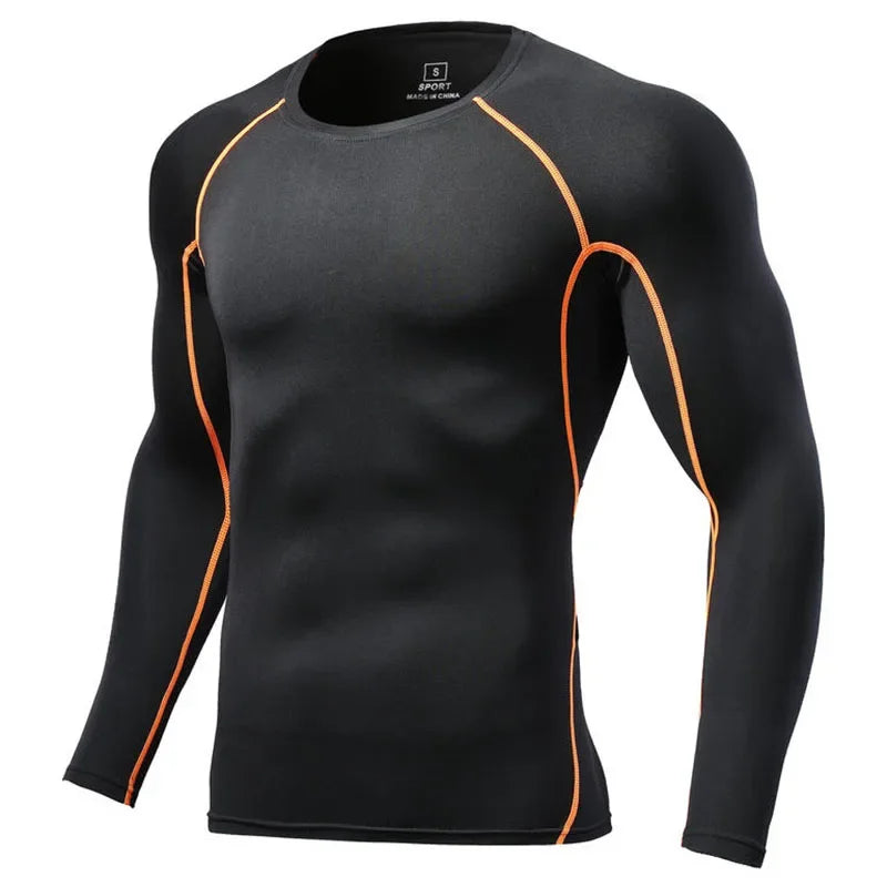 Unisex Fitness Compression Long Sleeve Shirt Polyester Spandex Gym