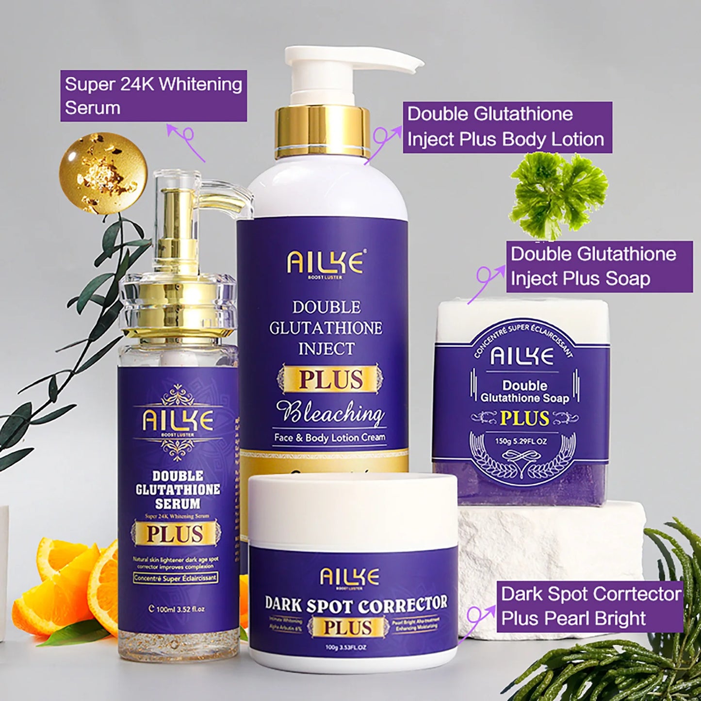 AILKE Glutathione Plus Skin Care Set For Glowing Skin