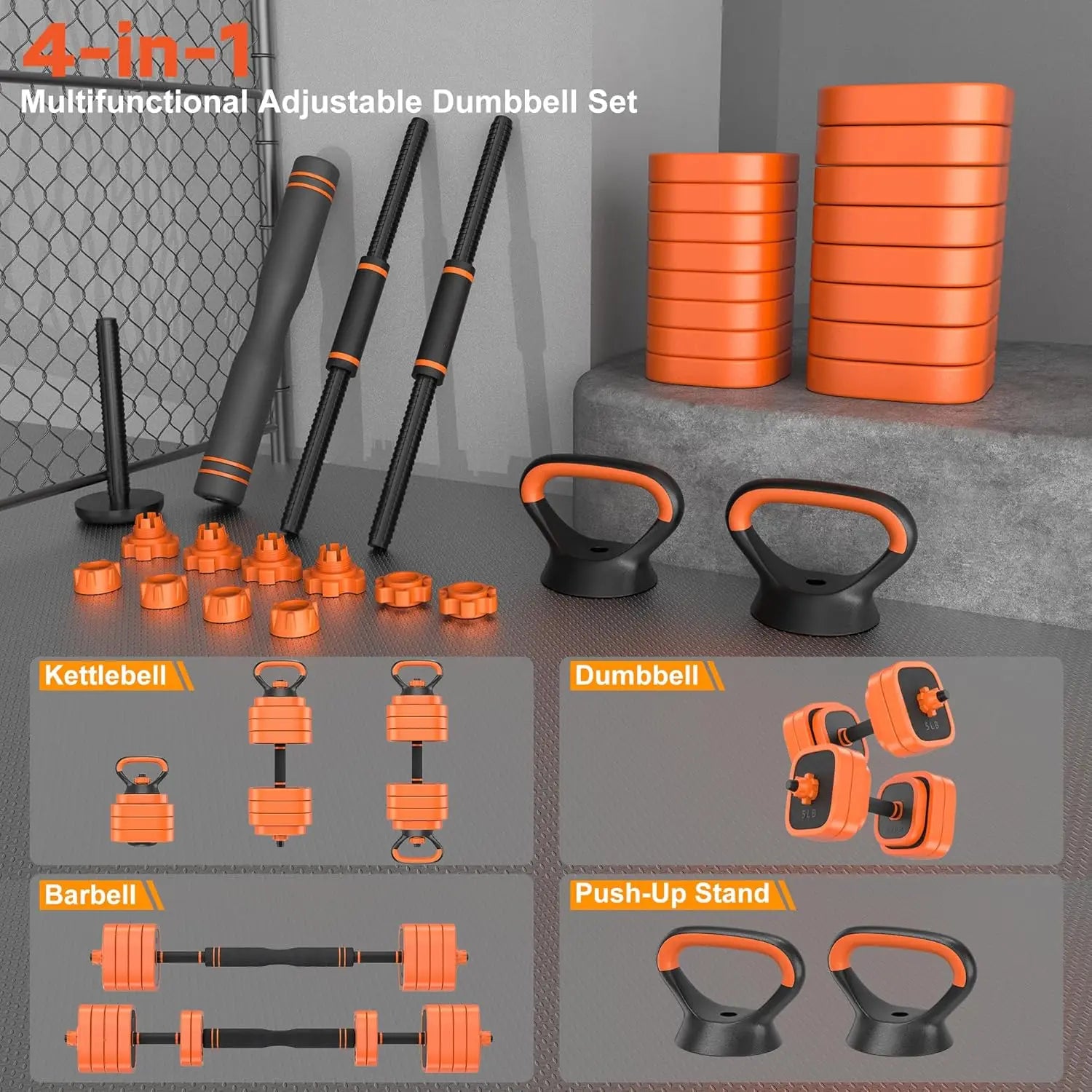 Zen Active Living Adjustable Dumbbells Set 4 In 1 For Home Gym