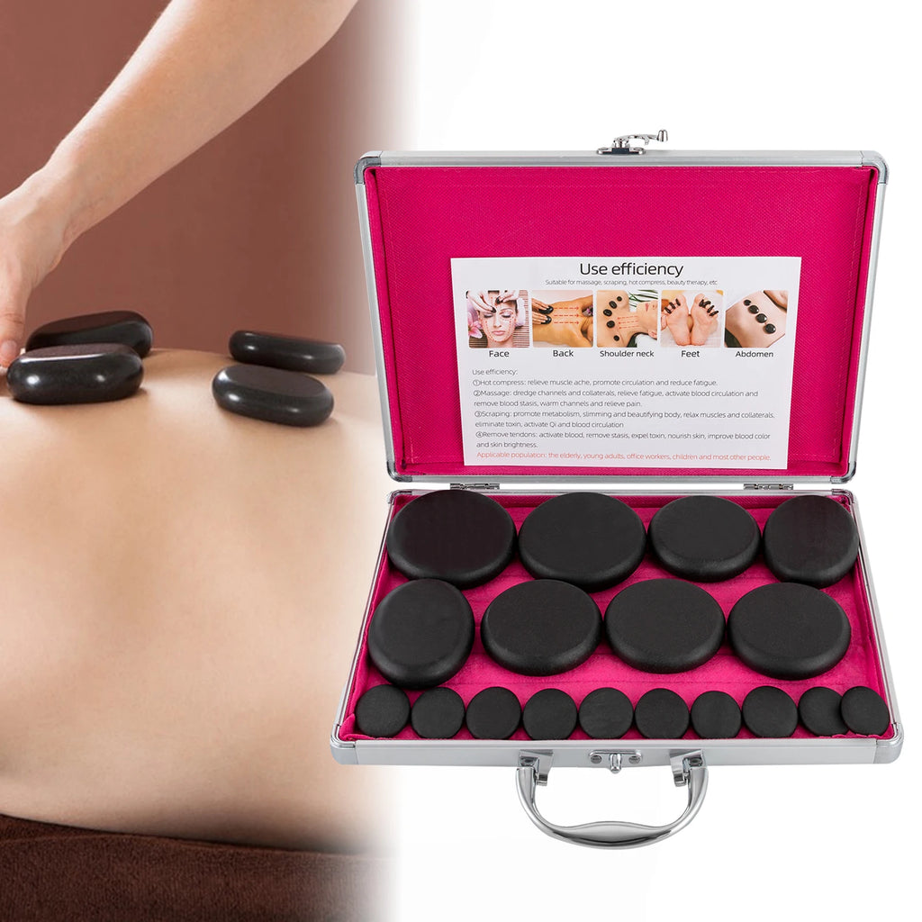 Bymaocar Hot Stones Massage Set With Heater Box 16 Stones