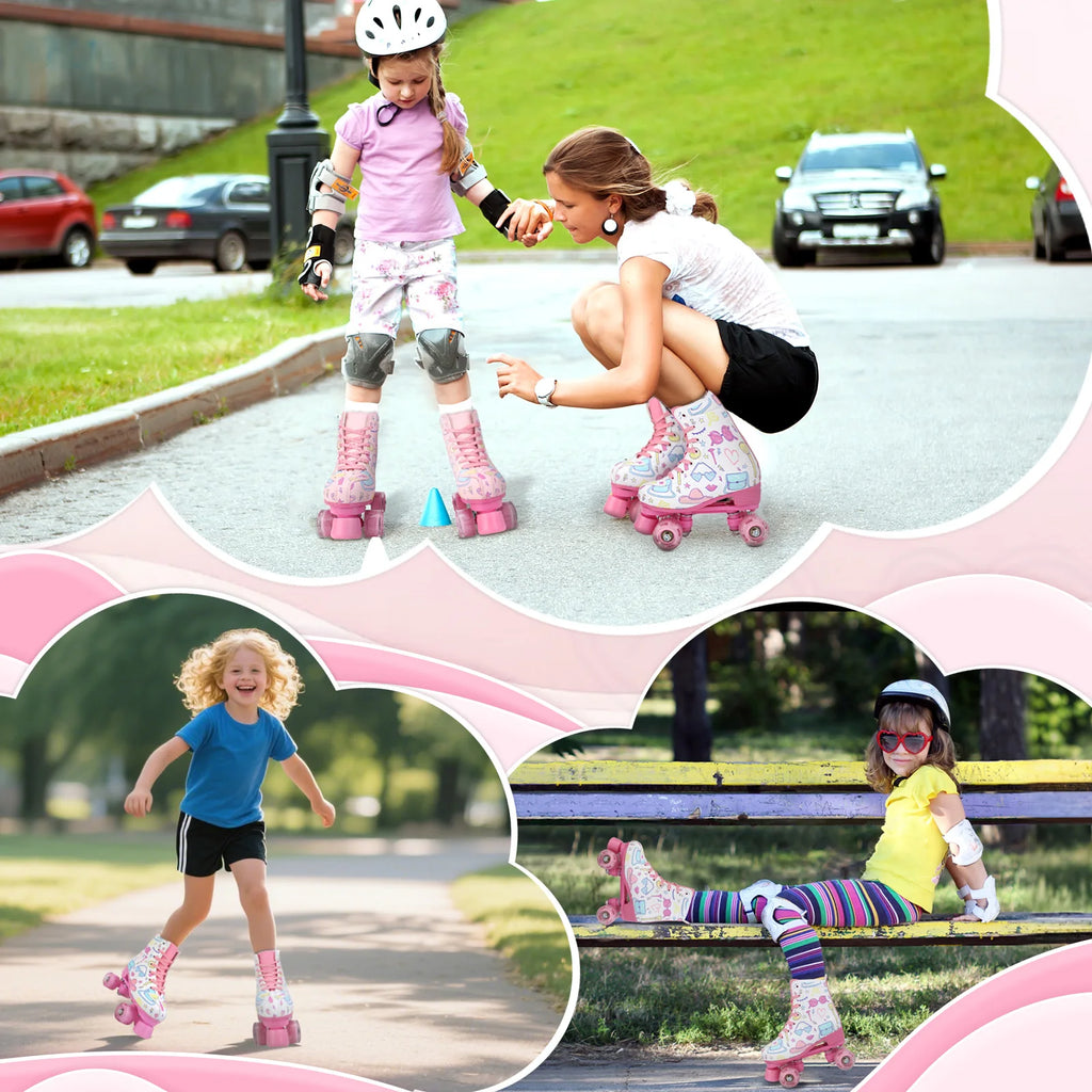 YYW Double Row Quad Wheel Roller Skates For Women Flashing