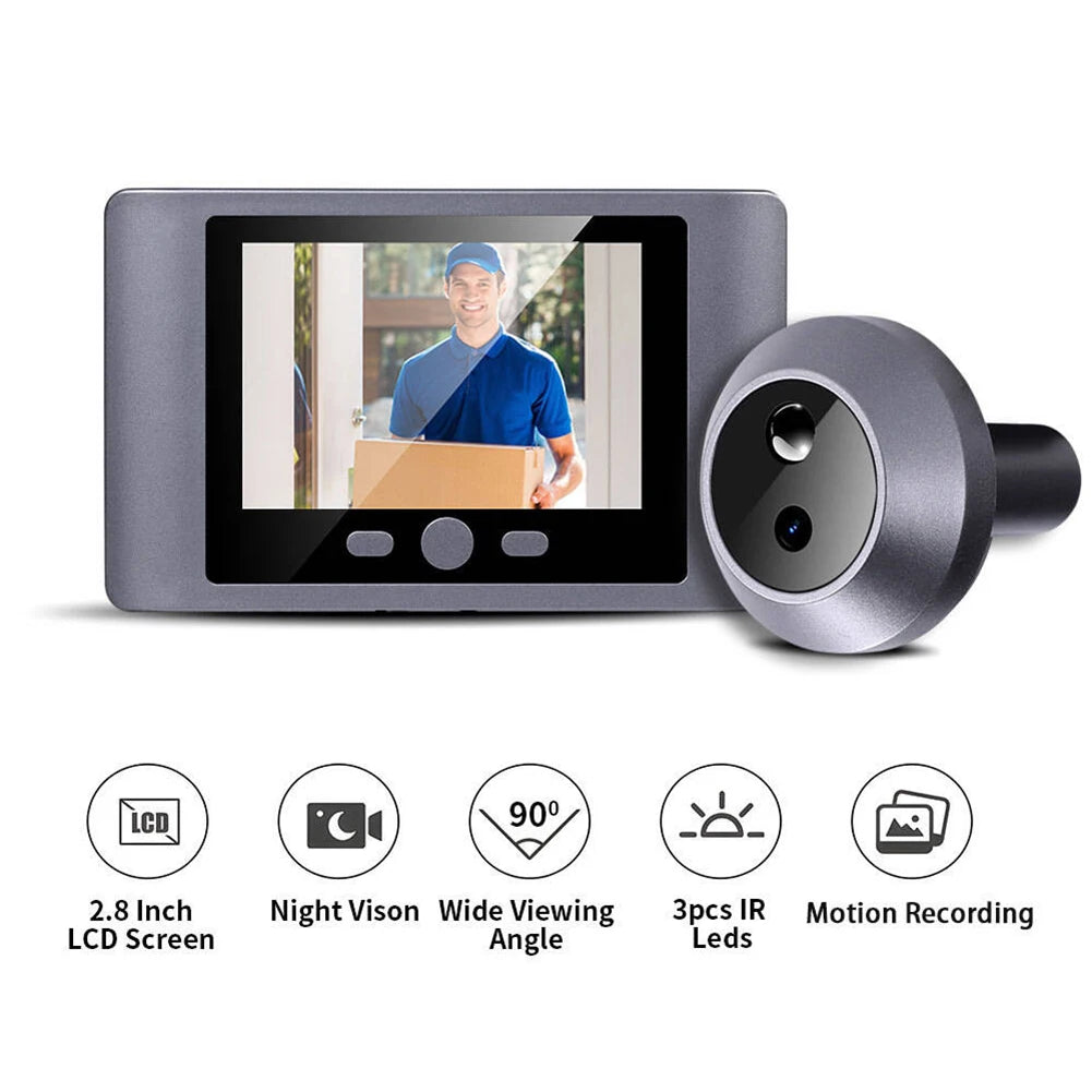 Mini Peephole Smart Wireless Door Viewer Camera PIR Motion Detection Smart Peephole Video Doorbell 2.8 Inch Doorbell Door Camera
