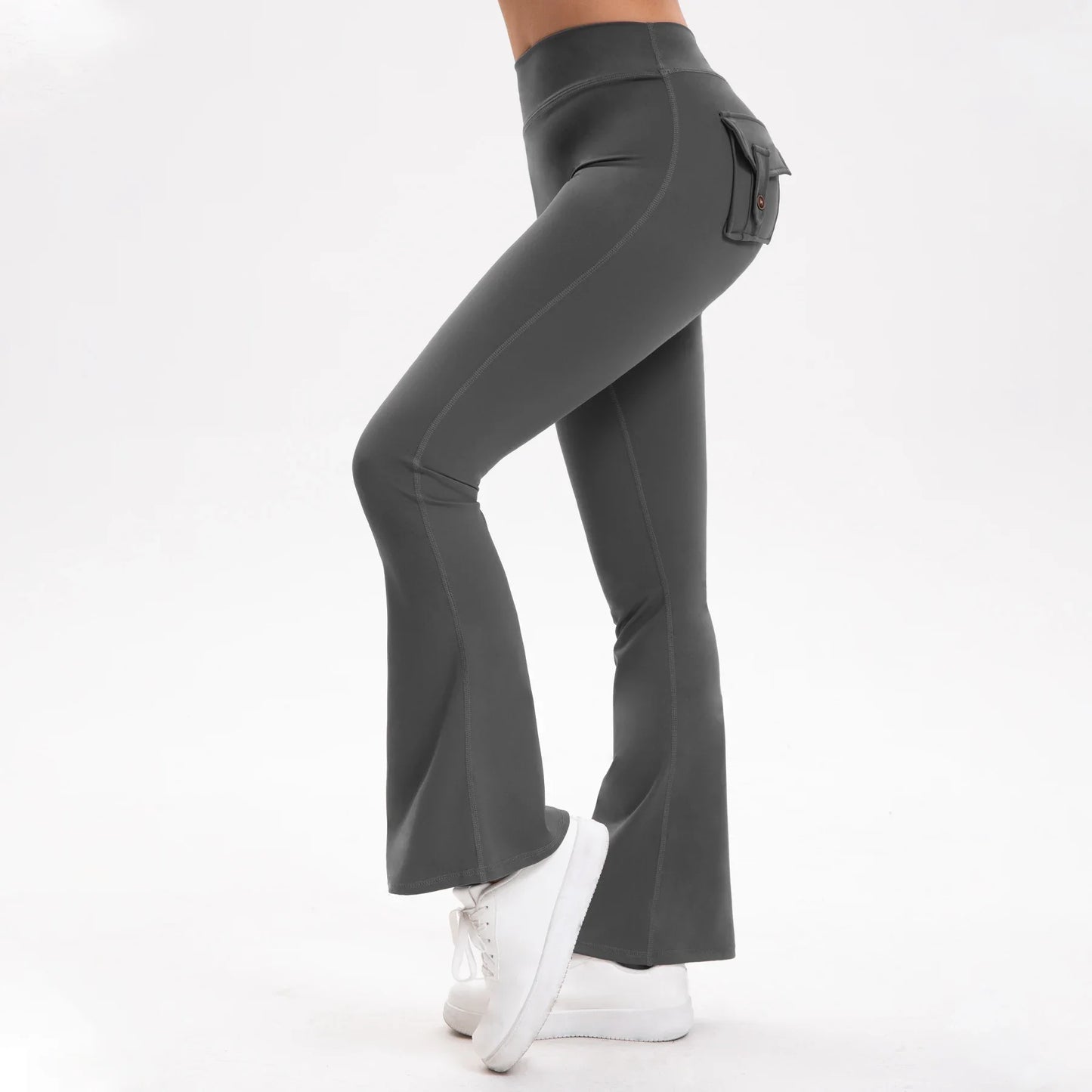 Curve Enhancing Yoga Pants Flared Bootcut High Waist Stretchy Pockets