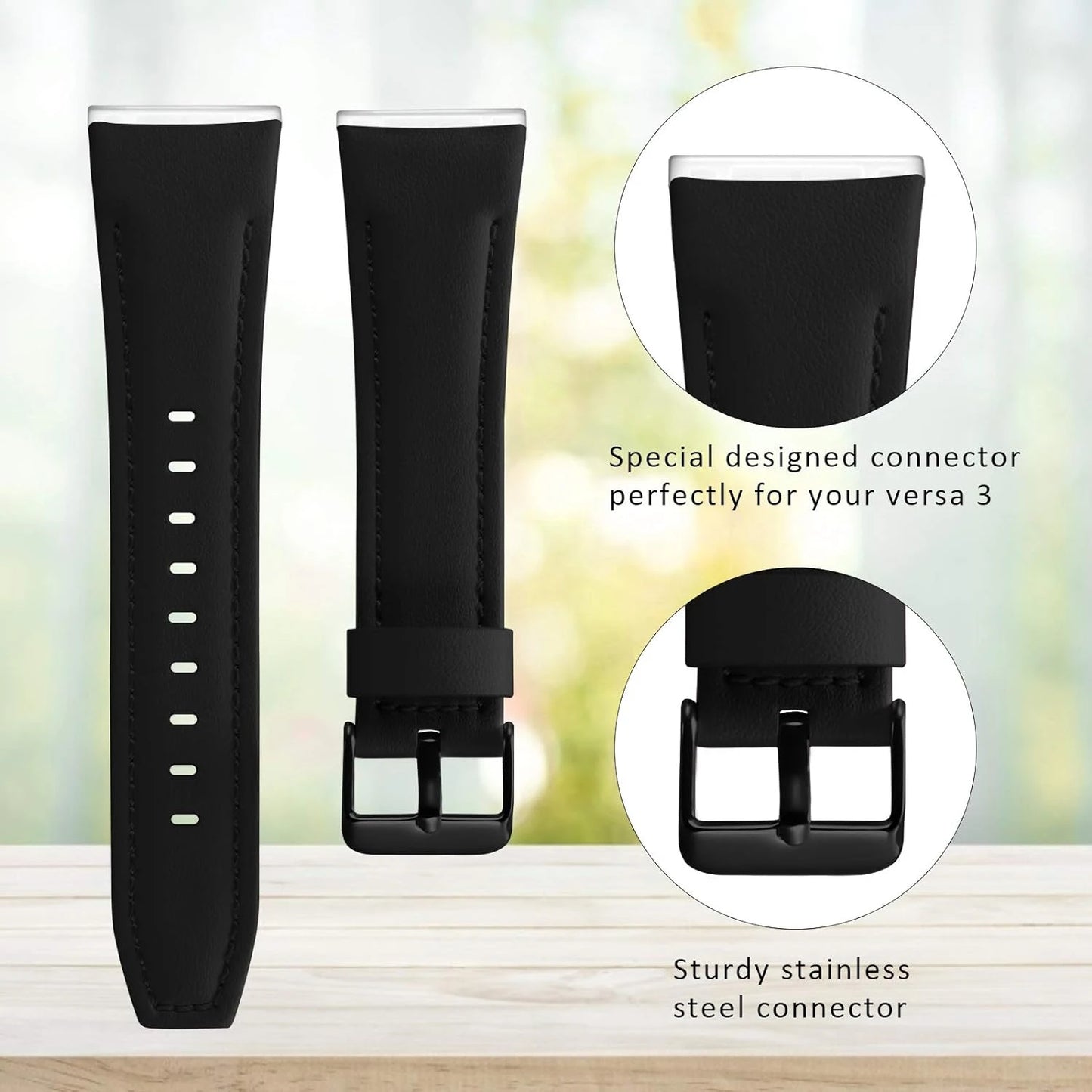 Enhance your fitness tracker experience with SKYLET's exquisite premium leather bands for Sense/Versa 3. Elevate your fashion ga