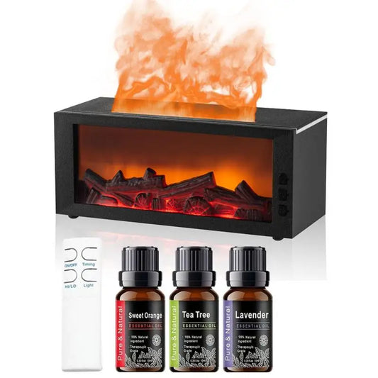 Air Humidifier Essential Oil Diffuser Flame Aroma Humidifier Home Room Fragrance Diffuser with Night Light Aromatherapy Diffuser