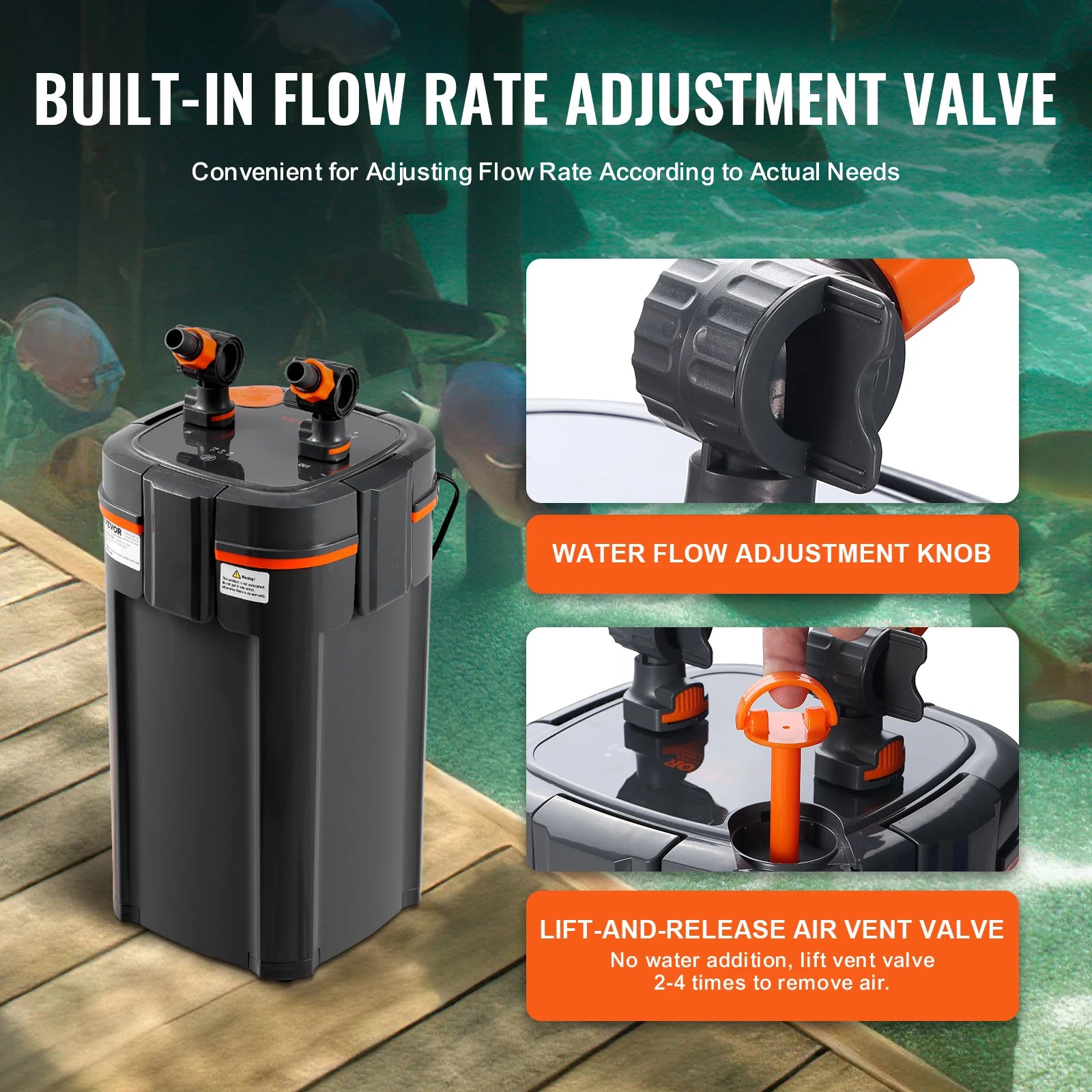 SucceBuy Aquarium Filter 264GPH 3 Stage Canister Ultra Quiet UV