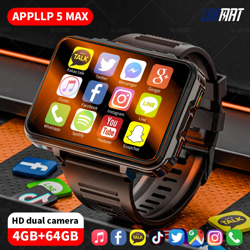 LOKMAT APPLLP 5 Max Android Watch Phone With 4G Calls Dual Camera And Flashlight Gaming