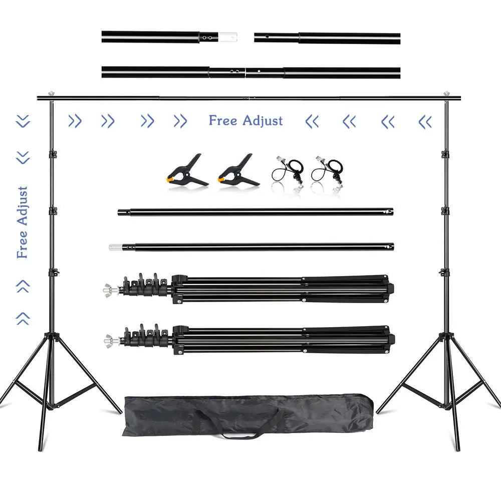 2.6x3M/8.5x10ft Photo Video Studio Backdrop Background Stand, Adjustable Telescopic Background Support System with Carry Bag