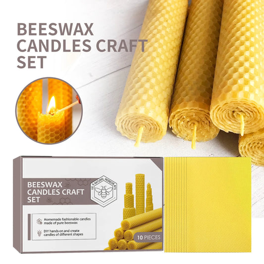 Beeswax Taper Candles 10 Piece Handmade Honeycomb Cotton Wick Luxury