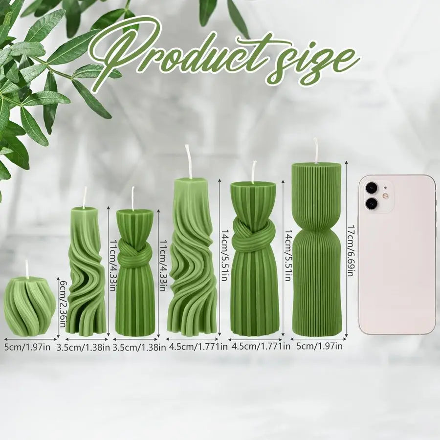 Zen Active Living Pillar Candle Set Ribbed Soy Wax Scented