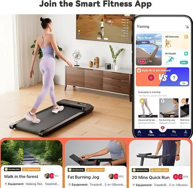 Superun 2 In 1 Home Office Walking Treadmill App Control