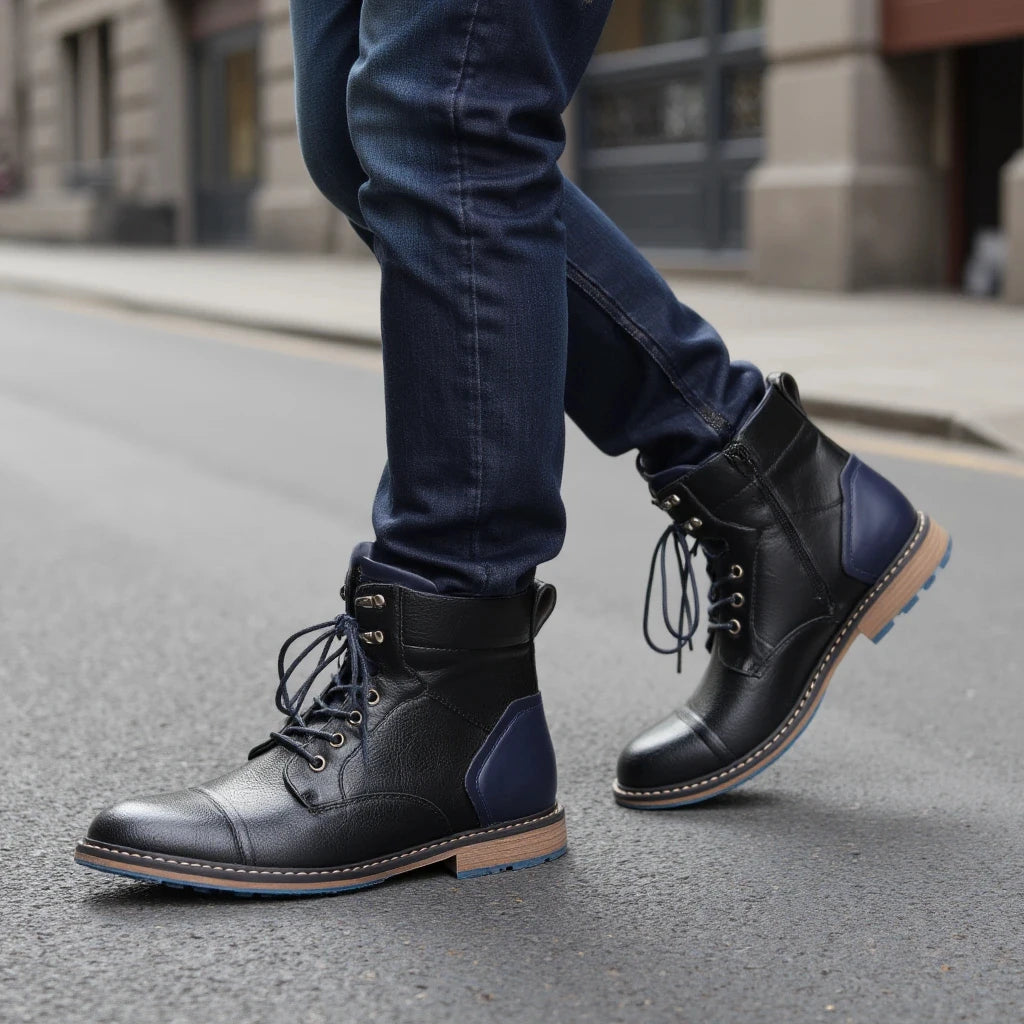 Men's Leather Boots With Zipper By Hecrafted Classic Style