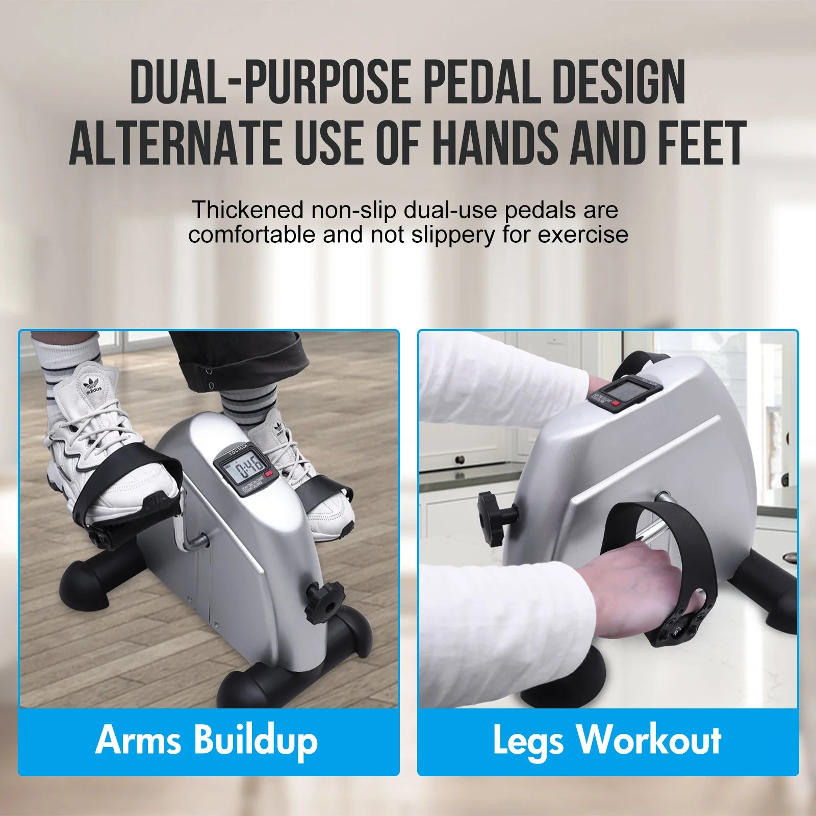 Fol Under Desk Pedal Bike Exercise Trainer With LCD Display