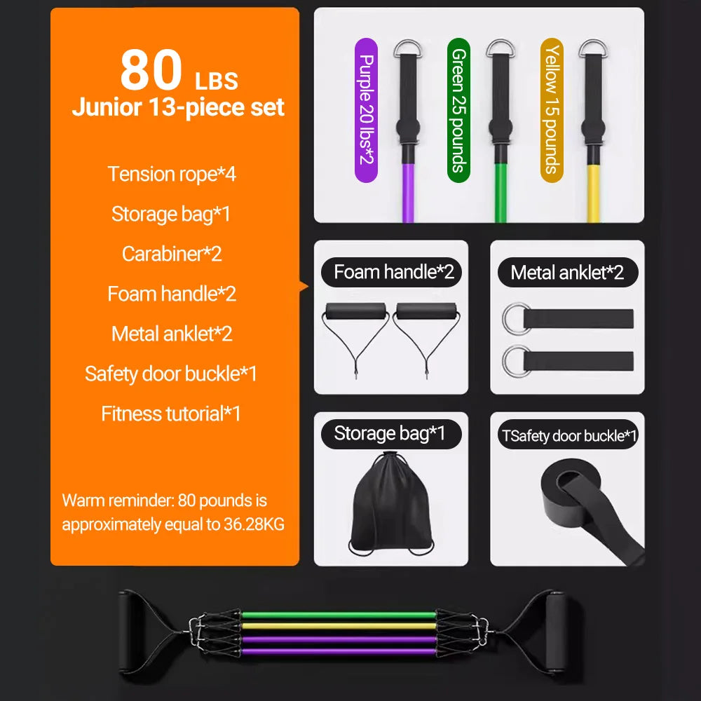 Elastic Bands Kit For Full Body Workout And Home Fitness