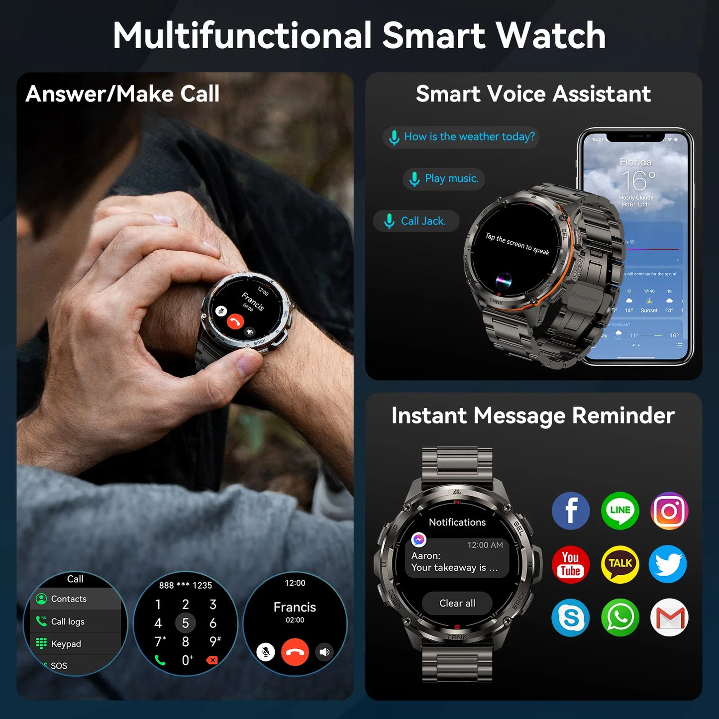 KOSPET Tank T3 Ultra GPS Rugged Smartwatch Altimeter