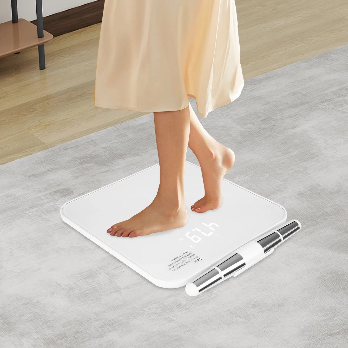8 Electrode Smart Body Fat Scale White Intelligent Electronic Weight Scale Digital Body Composition Monitor with Bluetooth APP