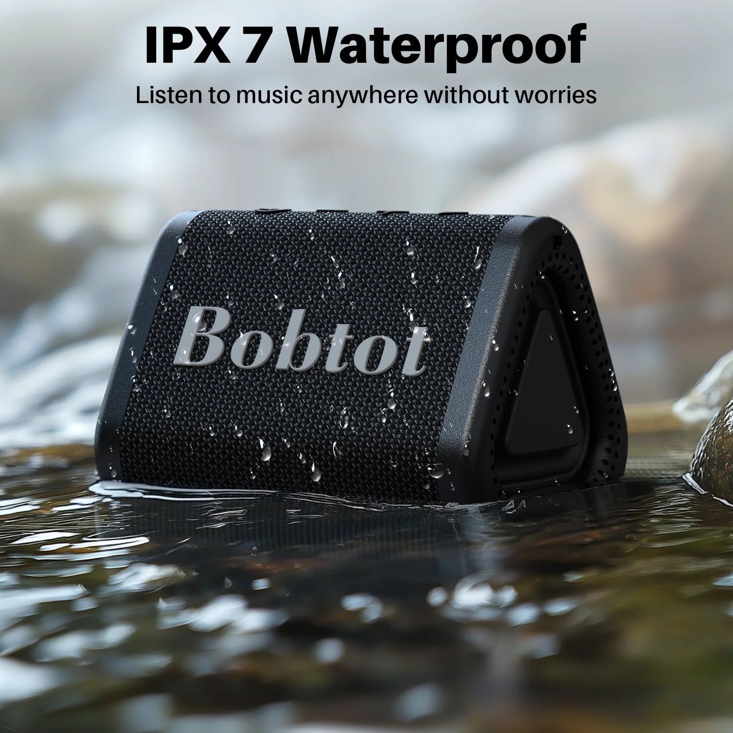 Bobtot Portable Bluetooth Shower Speaker Wireless IPX7 Small Speakers Waterproof Loud Stereo Sound with Bass TWS Camping Travel